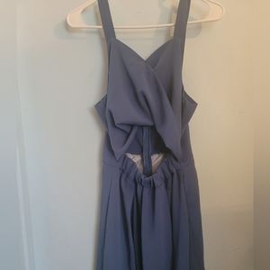 Free Style Blue peek a boo cut out Dress Dusky Blue V Neck Shoulder Straps